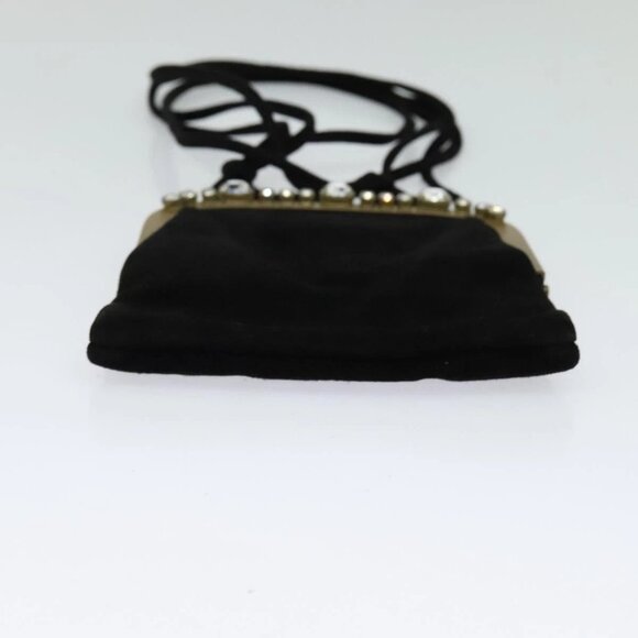 Miu Miu Shoulder Pouch Suede Black Gold Auth 120859 - Picture 7 of 16